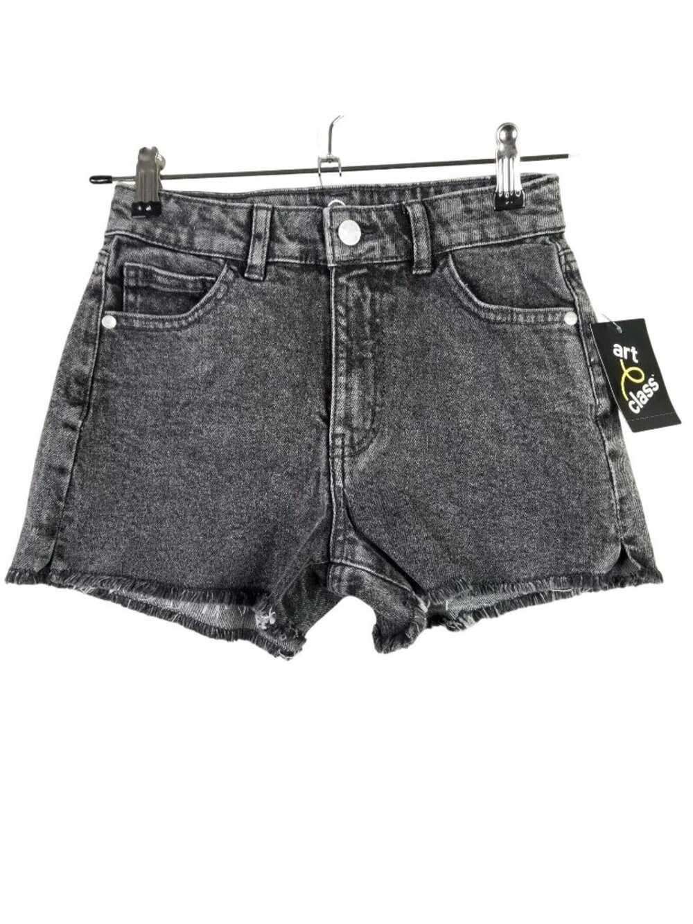 Girls Art Class Black Wash Denim Shorts Distressed 3" Inseam Cotton Blend Size M